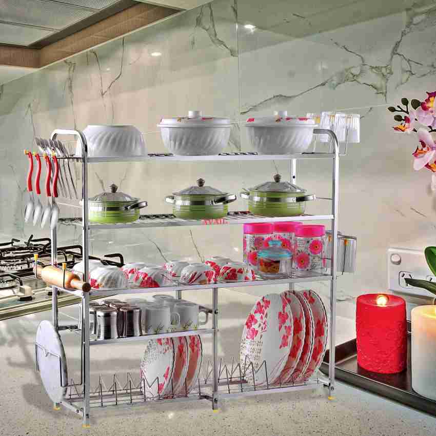 AVAIL Stainless Steel 5 Shelf Wall Mount Kitchen Utensils Rack