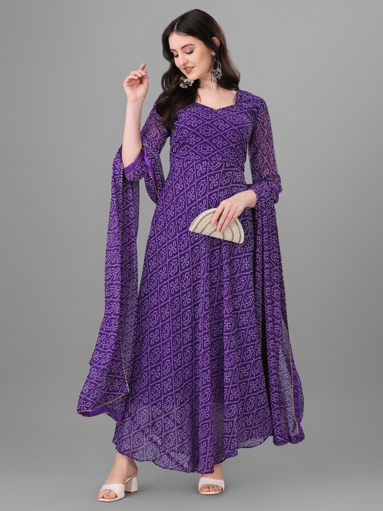 Cotton Bandhej Kurti With Skirt And Dupatta at Rs640Piece in jaipur offer  by MNC Fashion Trends
