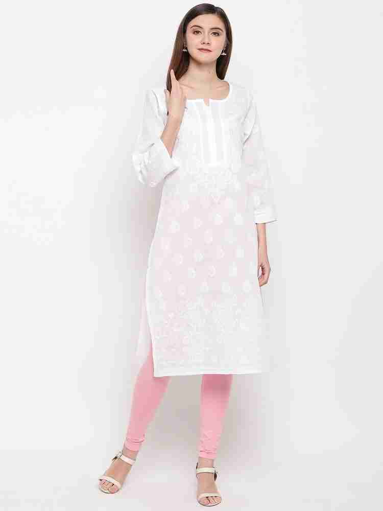ADA Women Chikan Embroidery Straight Kurta - Buy White ADA Women Chikan  Embroidery Straight Kurta Online at Best Prices in India | Flipkart.com