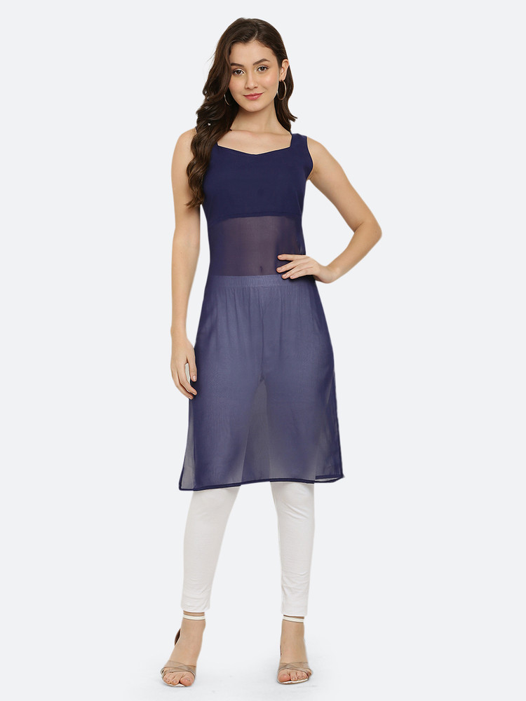 Buy GLAMGIRLS Casual Wear Nylon Net A-Line Kurti for Women-(Blue)-X-Large  at Amazon.in