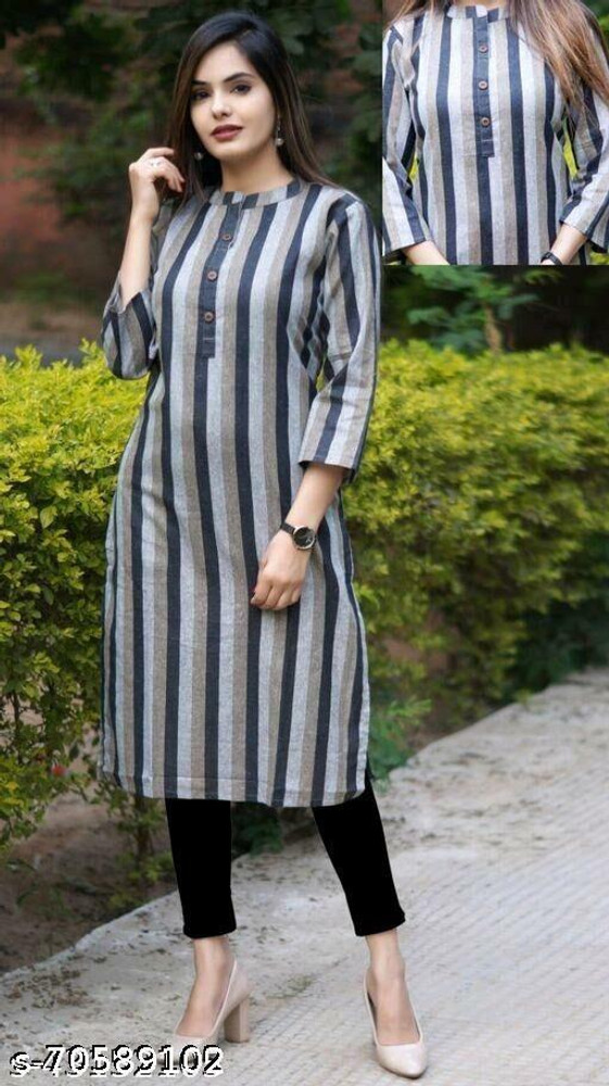 Top more than 129 white and black striped kurti best POPPY
