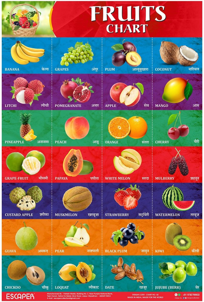 Early Learning Educational Charts For Kids Fruits Chart For, 59% OFF