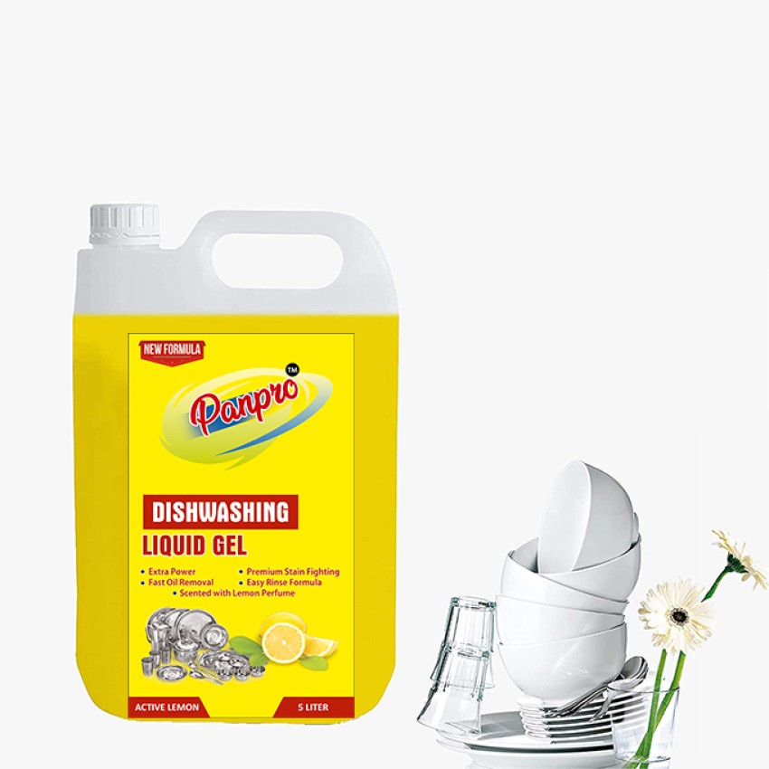 Panpro Dishwash Combo 5L +5L Yellow Liquid Lemon for oil & washes off  Kitchen Utensil