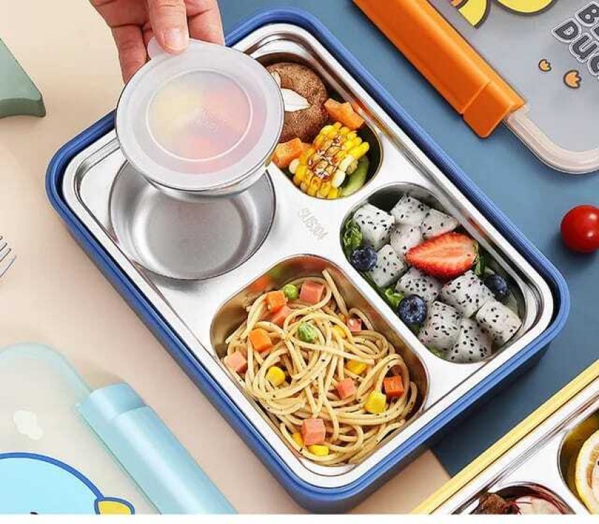 4 Grids Stainless Steel Lunch Box Thermo Bento Box Food Container