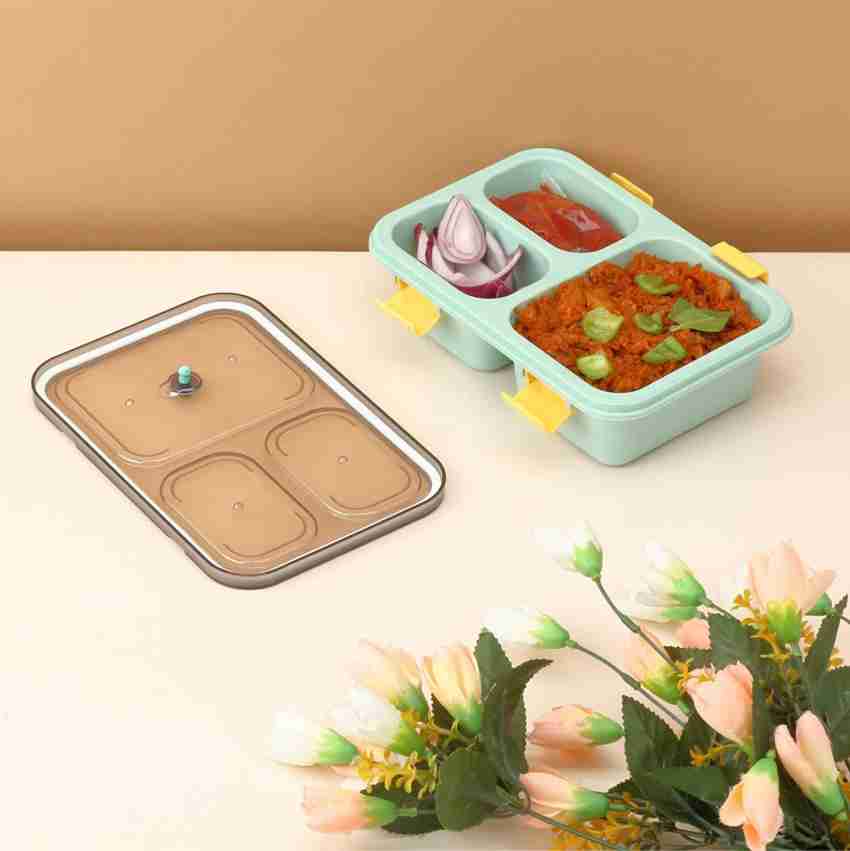 STARKENDY Steel Lunch Box Tiffin Box with Bag for Office  College School Use( Multi Color ) 4 Containers Lunch Box 