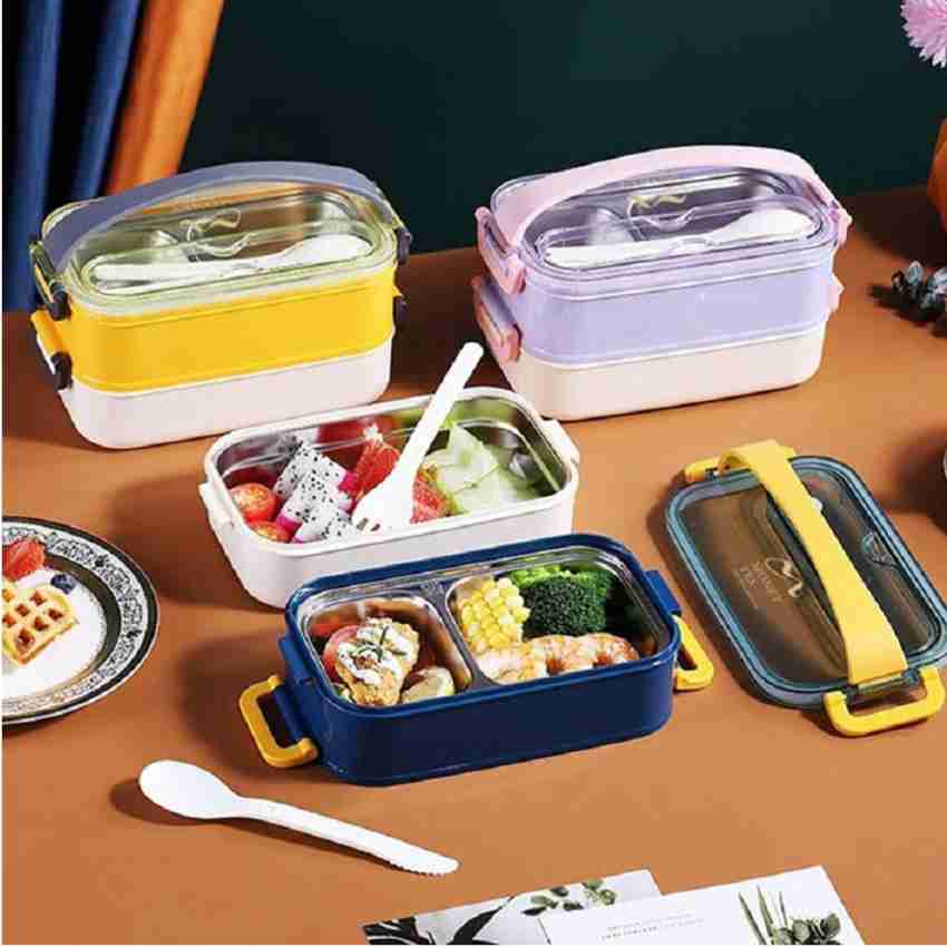 Topware onlinedeals Warm Fresh Food Steel Double Decker 3 Container Premium  Lunchbox with Zipped Thermal Pouch Bag (2x300ml, 1x420ml, Multicolour) 3  Containers Lunch Box (1000 ml) - Price History