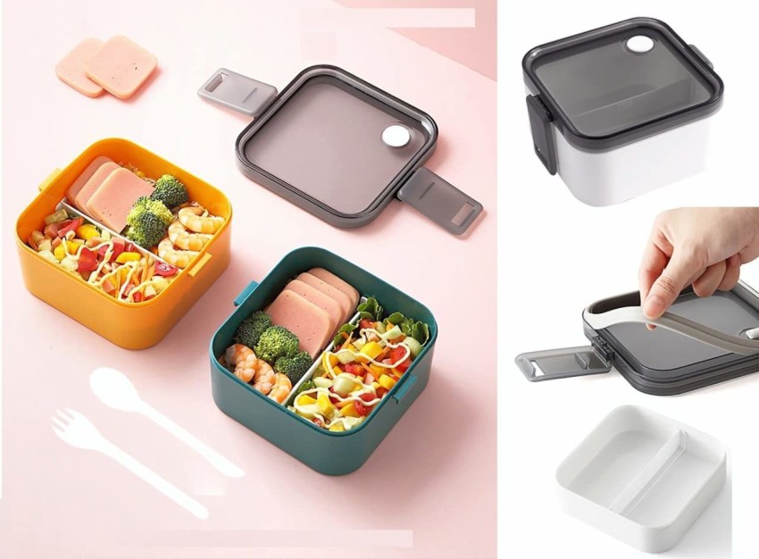 1pc 850ml Double-layer Kids Lunch Box With Utensils, Microwave Safe,  Perfect For Work/school