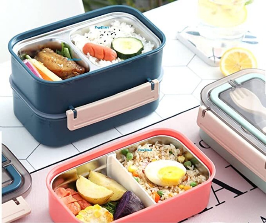 Lunch Box with Stainless Steel Inner Case, Fork & Spoon, Insulated Lunch Box