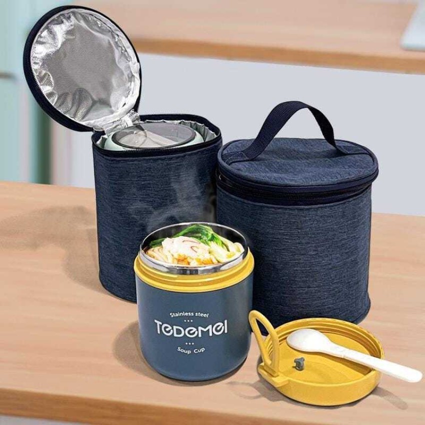 AAHANSHOPPE Stainless Steel Soup Container with Spoon &  Spoon Holder Lunch Box 530 ml, 1 Containers Lunch Box 