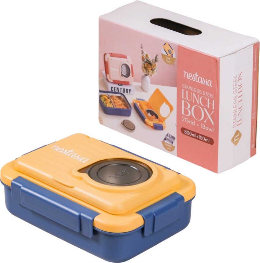 1set 800ml Three Grids Plastic Lunch Box With Bag And Utensils