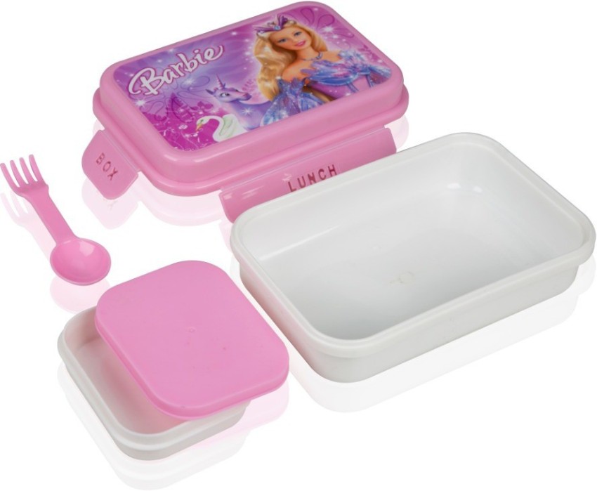 Flipkich Fancy Heavy Plastic Material Leak Proof Kids Barbie  Lunch Box For School 2 Containers Lunch Box 