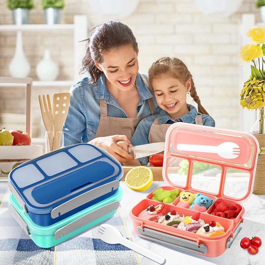 STARKENDY Steel Lunch Box Tiffin Box with Bag for Office  College School Use( Multi Color ) 4 Containers Lunch Box 