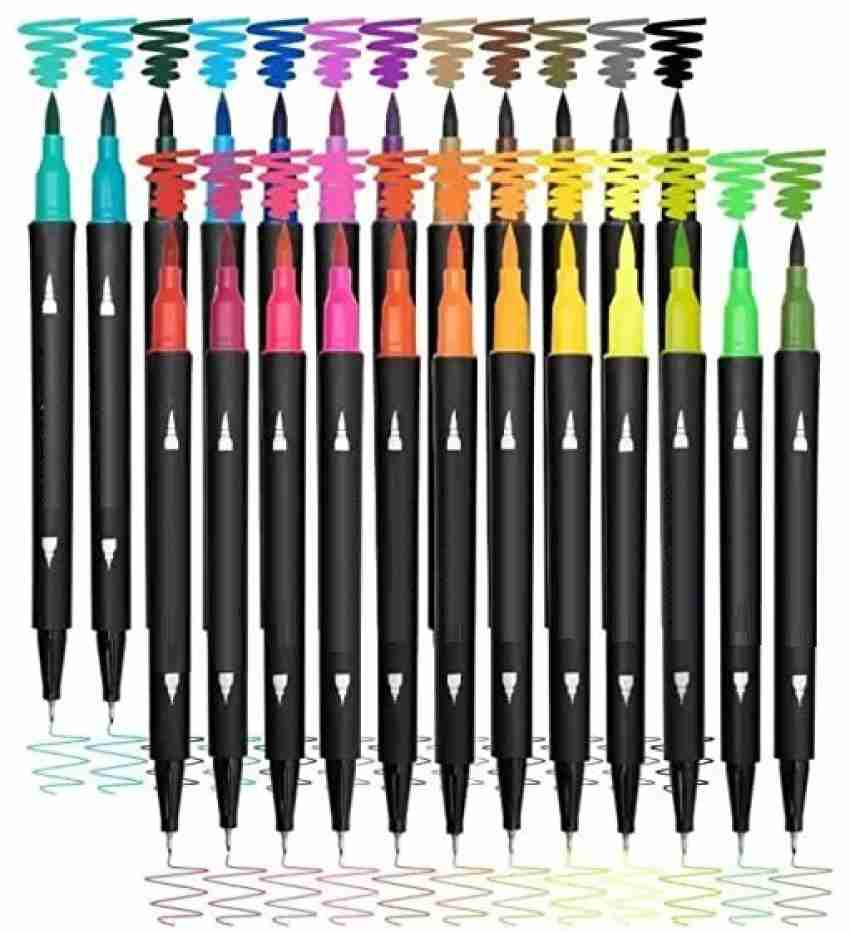 Wynhard 24 Pcs Color Markers Dual Tip Colored Brush Pens Art  Marker with Sketch Book - water Based Dual tip color Markers