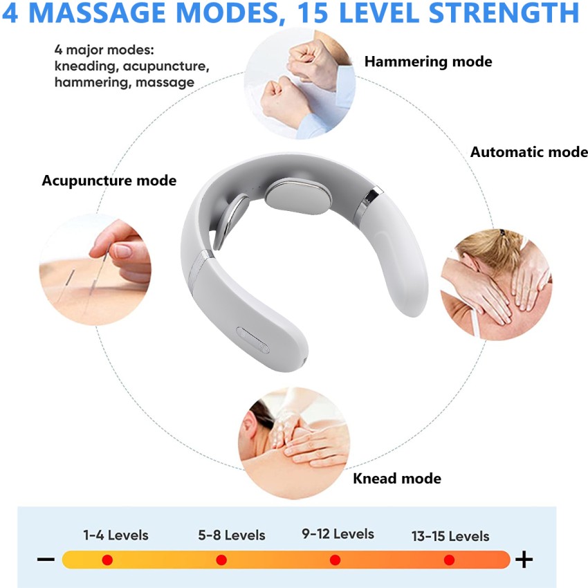 Electric Cordless Neck Massager with Heat for Pain Relief Health Care 4  Modes 9 Levels Massage