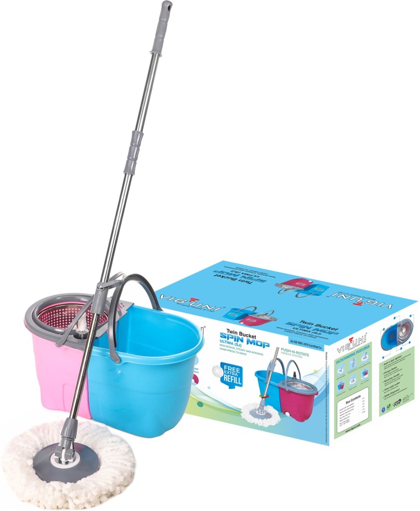 Microfiber Spin Mop String with Bucket Mop Kit Pink