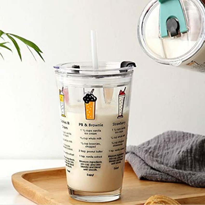 1pc Black Tumbler With Sleeve, Glass Straw Cup, For Home, Office