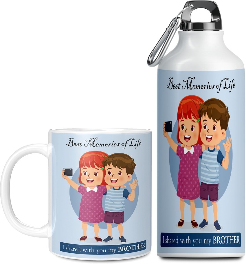 TrendoPrint Printed Water Bottle and White Coffee Mug Bottle 600ml