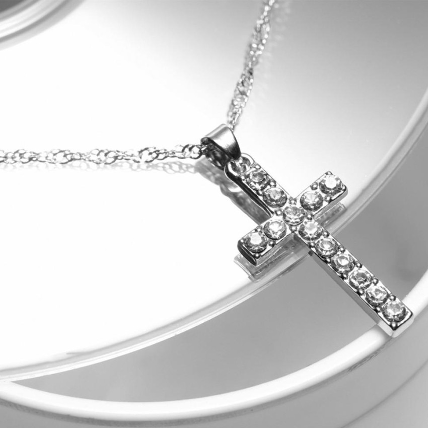 Silver Cross Diamond Pendant