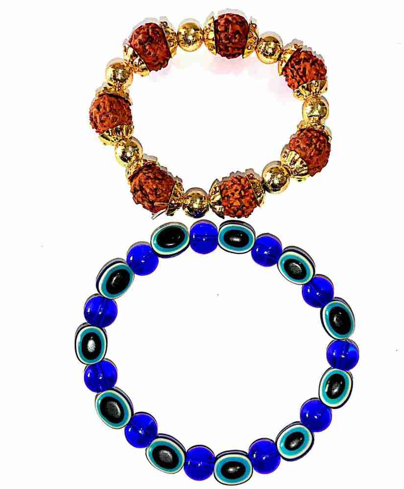 SHREENATHJI Blue Evil Eye And Rudraksh Brecelet Band Crystal Stone ...