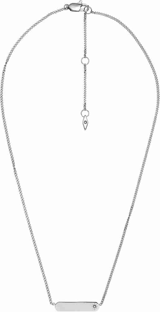 シルバー/レッド Fossil Women's Lane Stainless Steel Bar Chain Necklace, Color:  Silver (Model: JF04134040)並行輸入品