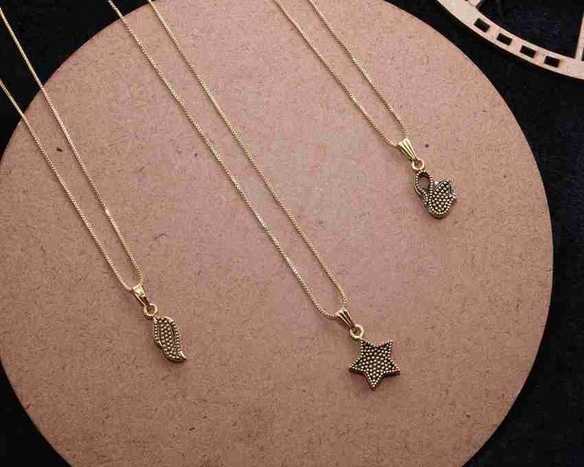 Ramdev Art Fashion Jewellery 3 Pic Designer And Stylish Gold Chain For Women And Girls Gold-plated Plated Copper Necklace