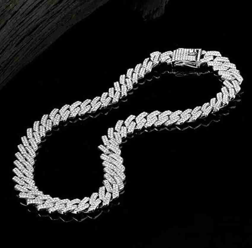 Adoxy Mc Stan Style Cuban Link Chain for Men,Women Chain Miami Necklace  Iced Out Cubic Zirconia Sterling Silver Plated Stainless Steel Chain -  Price History