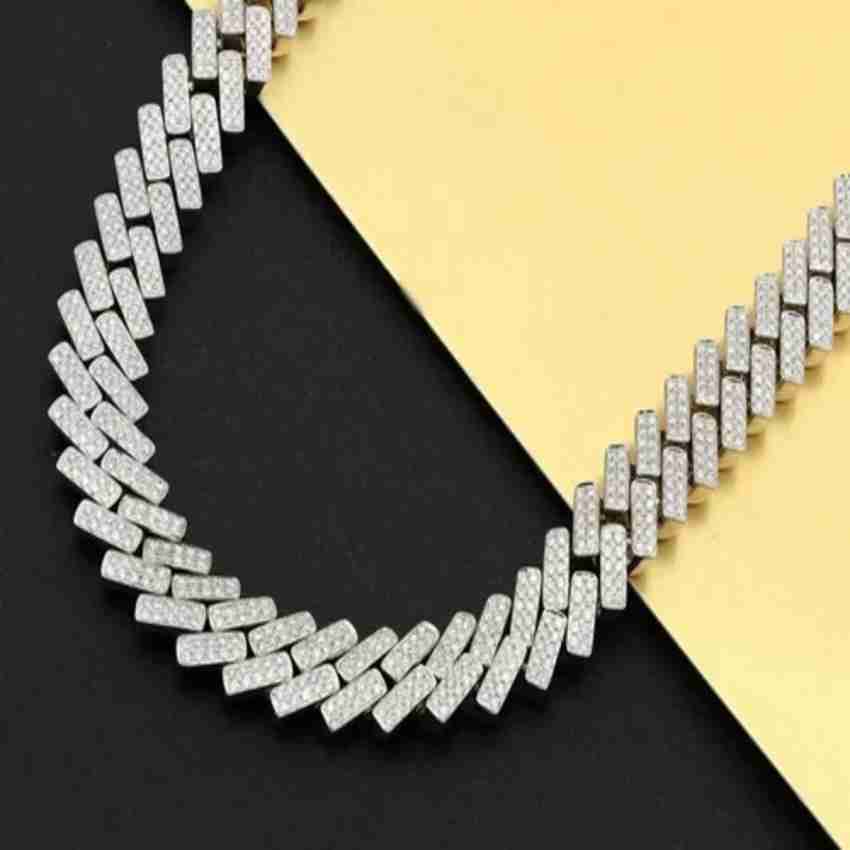 vien Mc Stan Style Cuban Link Chain for Men,Women Chain Miami Necklace Iced  Out Cubic Zirconia Sterling Silver Plated Stainless Steel Chain Price in  India - Buy vien Mc Stan Style Cuban