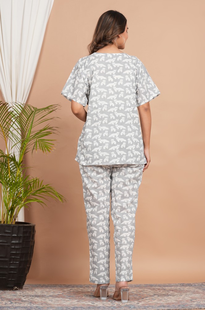 Pajamas Suit Lovers' Print Nightwear Casual 2PCS Pijamas Set