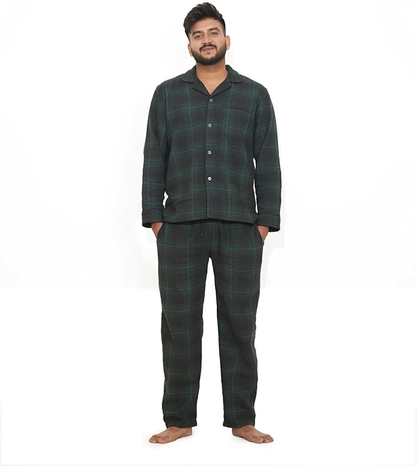 LUXELIV Men Checkered Green, Black Night Suit Set Price in India ...