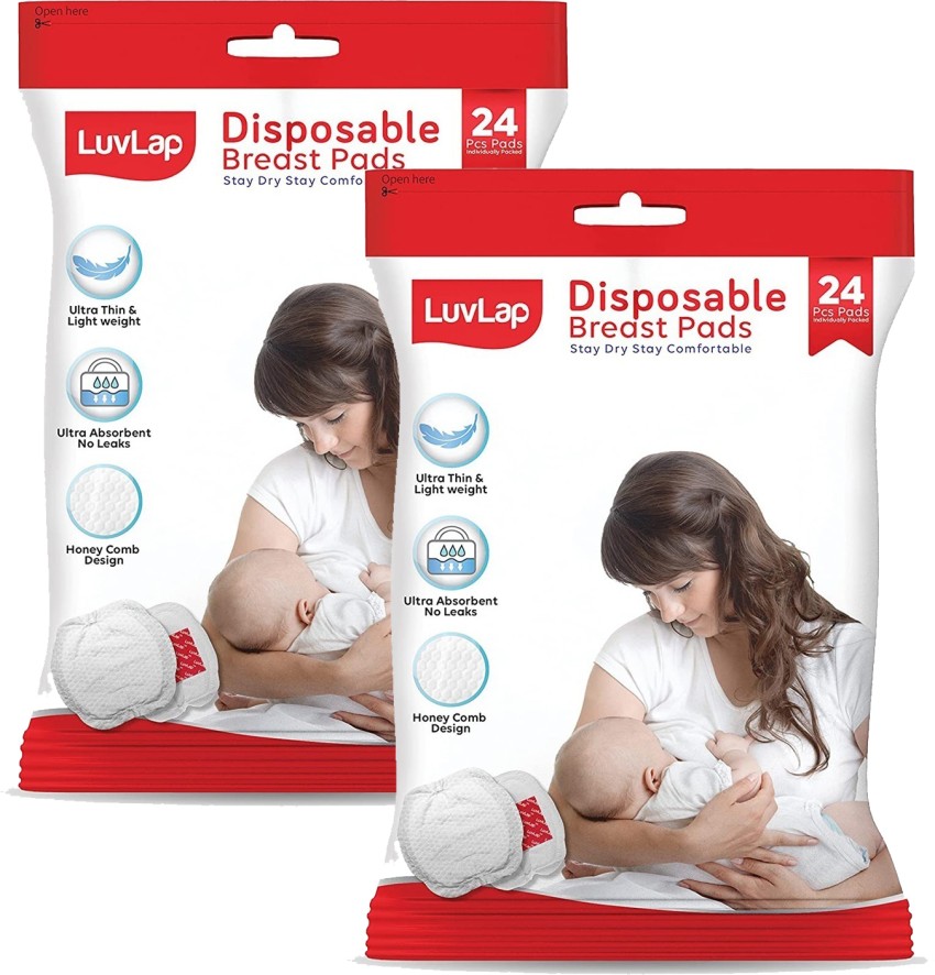 LuvLap Ultra Thin Honeycomb Nursing Breast Pads, 24pcs, Disposable
