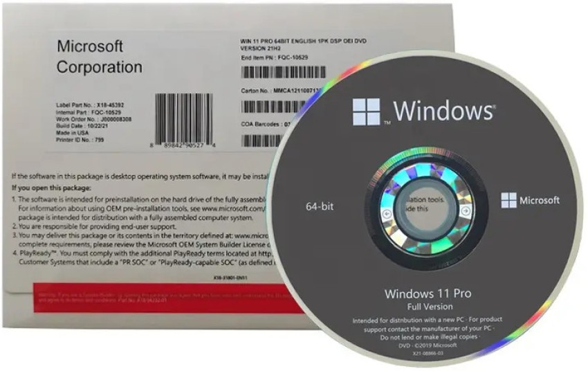 Microsoft Windows 11 Pro 64-bit, DVD 