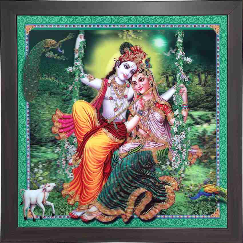 Deeveeposters ROSE FRAMING RADHA KRISHNA 5D PICTURE FRAME (16X16