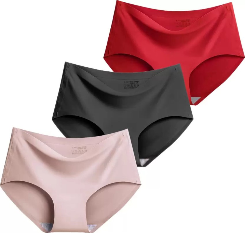 Pack of 3-Women's Cotton Ice Silk Seamless Panties Hipster Briefs