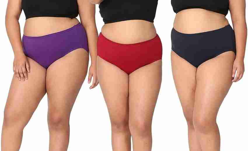 Plus Size Cotton Panties for Women | High Waist Panty with Full Coverage |  Inside Elastic - No Elastic Exposure to Skin | Plus Size | Pack of 3