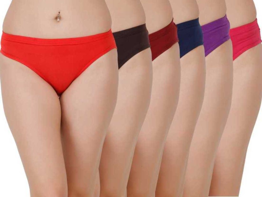 IMBOSE Solid Bright Colors Stretchable Stylish Panty, Pure cotton  Multicolor Mid waist underwear, Soft and Comfortable