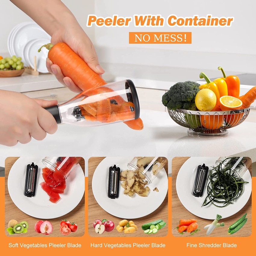 Vegetable Peeler With Container Multi-Function Fruit Peeler with Storage  Box And Steel Blade