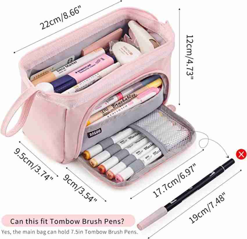  iSuperb Portable Pencil Case Large Capacity Cotton Linen  Organizer Storage Zipper Compartments Pen Bag Pouch Makeup Bag : Office  Products