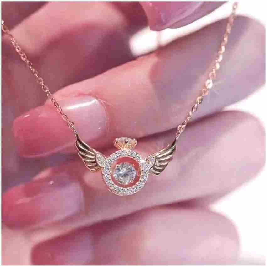 mnjin pink diamond necklace love collarbone chain light girlfriend