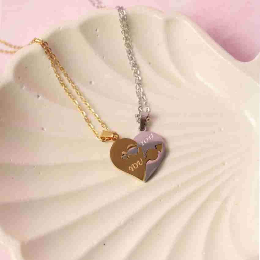 Salty Stainless Steel You Complete Me Necklace for Couples Stainless Steel  Pendant Set Price in India - Buy Salty Stainless Steel You Complete Me  Necklace for Couples Stainless Steel Pendant Set Online