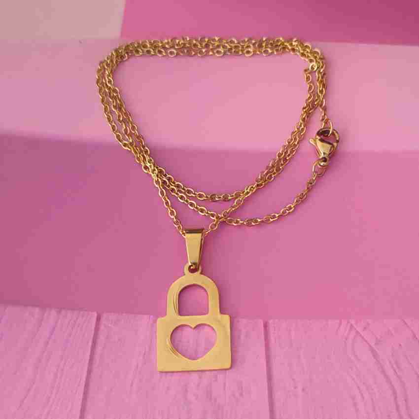 Heart-Shaped Lock Pendant with initials