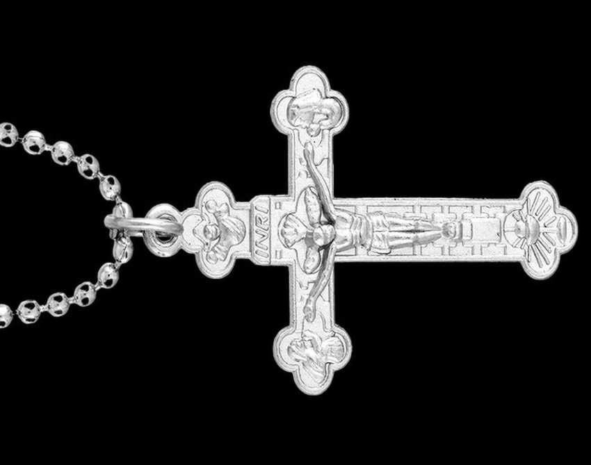 Dynamic Retail Global Jesus Cross Christian Locket Pendant Necklace Chain Religious Jewellery 104i-j Rhodium Stainless Steel Pendant Set