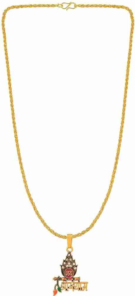 Morir Micron Gold Plated Brass Khatu Shyam Ji Shyam Baba Chain Necklace Gold-plated Brass Pendant