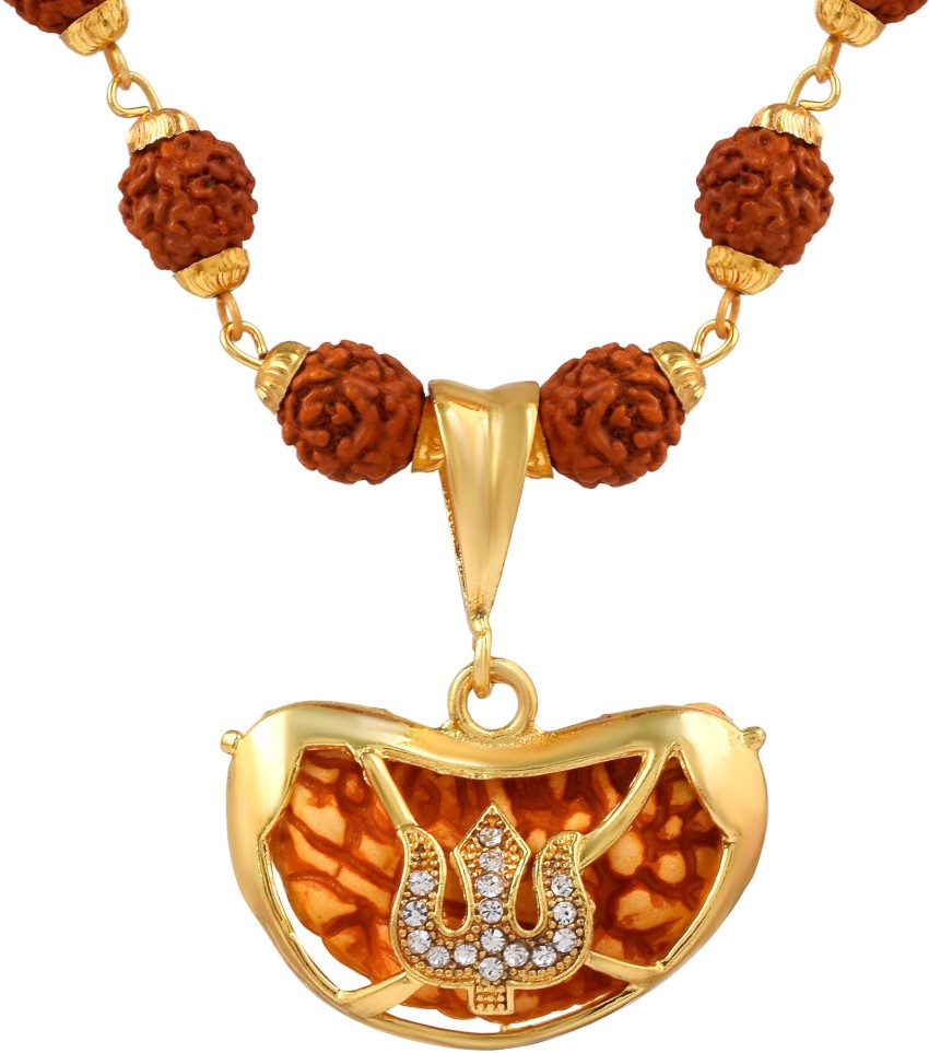 DULCI Gold Capping CZ Studded Trishul Design 1-Face Ek Mukhi ...