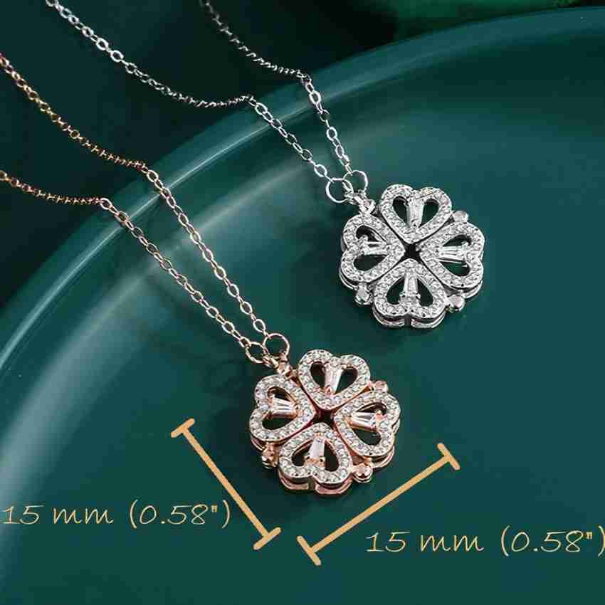 Hyacinth 4-pcs Zircon Heart Magnetic Clover Necklace - Rose Gold