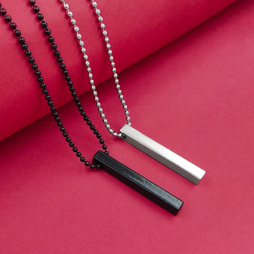Alvira Stylish Silver 3D Vertical Bar Cuboid Stick Locket Pendant Necklace  Silver, Rhodium Alloy, Stainless Steel Locket Set Price in India - Buy  Alvira Stylish Silver 3D Vertical Bar Cuboid Stick Locket