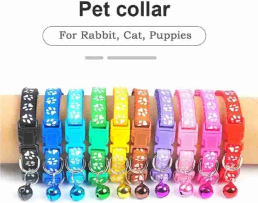 Litvibes Cat collars Set of 3 with bell,Kitten and small dogs soft  adjustable collar safe,solid and protection breakaway for cats and  puppies,cute kitty neckband with Paw print- (Yellow,Dark Green,Light Blue)  Cat Everyday