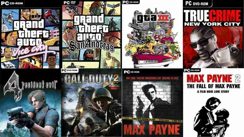 Vice City, SanAndreas, Gta 3, Max Payne 1, Max Payne 2, Call of Duty 2,  Resident Evil 4 Total 7 Game Combo (Offline Only) (Regular) Price in India  - Buy Vice City