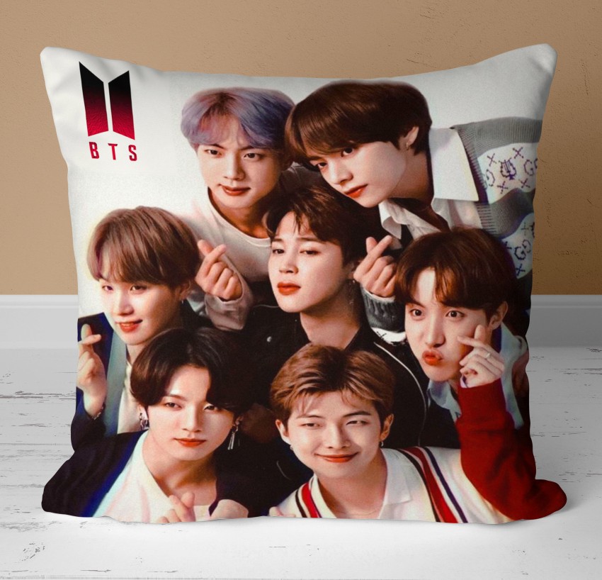 CHHAAP BTS Cushion Bts Pillow (12X12 Inch) Printed Cushion Cover With  Filler Gift for Boys Girls