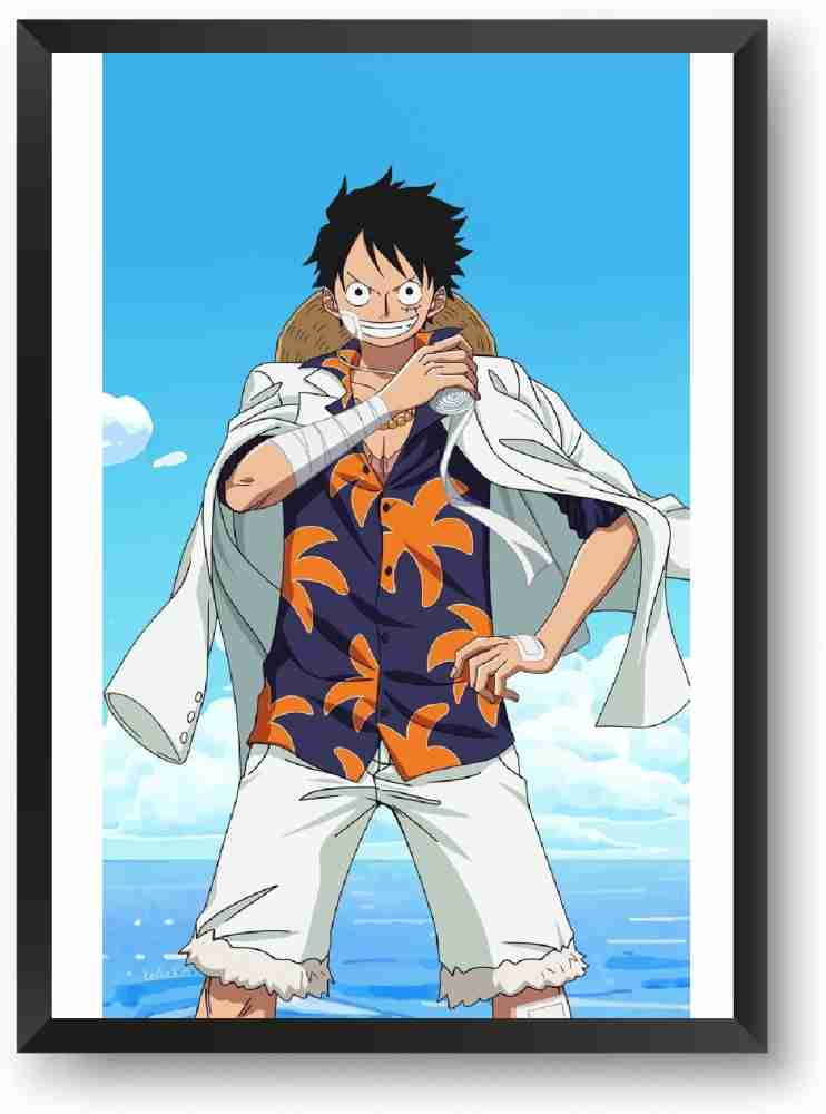 ANIME POSTER FRAME - LUFFY ONE PIECE - Black Framed Wall Poster For Home  And Office With Frame, (12.6*9.6) Photographic Paper - Decorative,  Abstract, Nature, Pop Art, Abstract, Minimal Art, Animation 