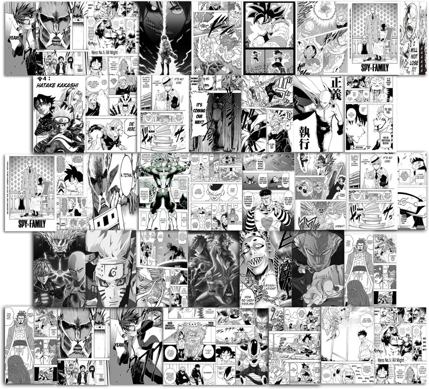 NARUTO ANIME WALL POSTER, PACK OF 18 wall collage kit, ANIME WALL COLLAGE6  * 4 inches, Naruto Uzumaki, Sasuke Uchiha